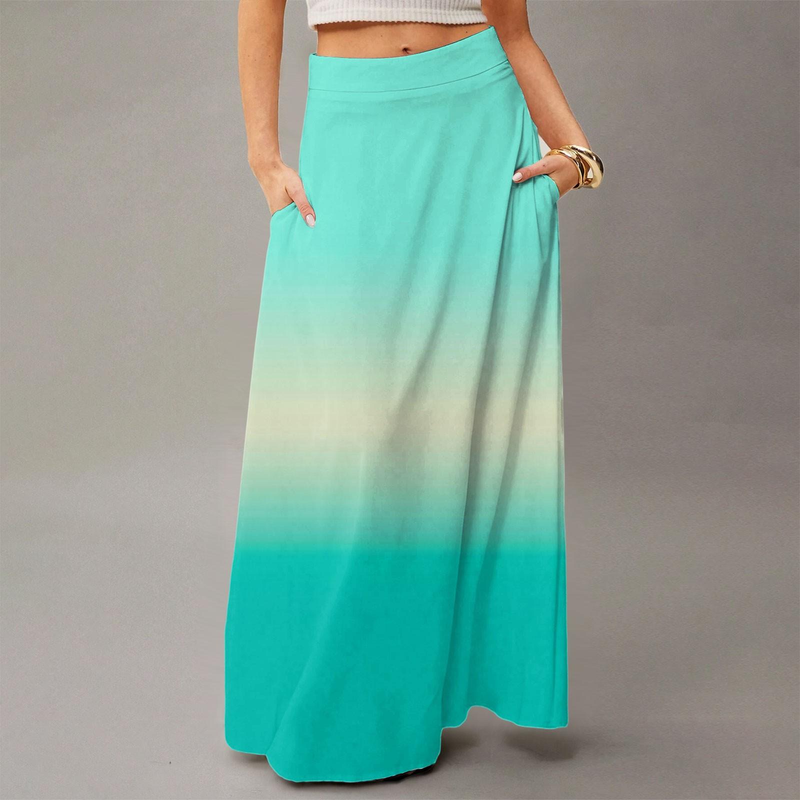 

Женская повседневная складная юбка макси с градиентным принтом, высокой талией, карманом, драпировкой, свободного кроя L