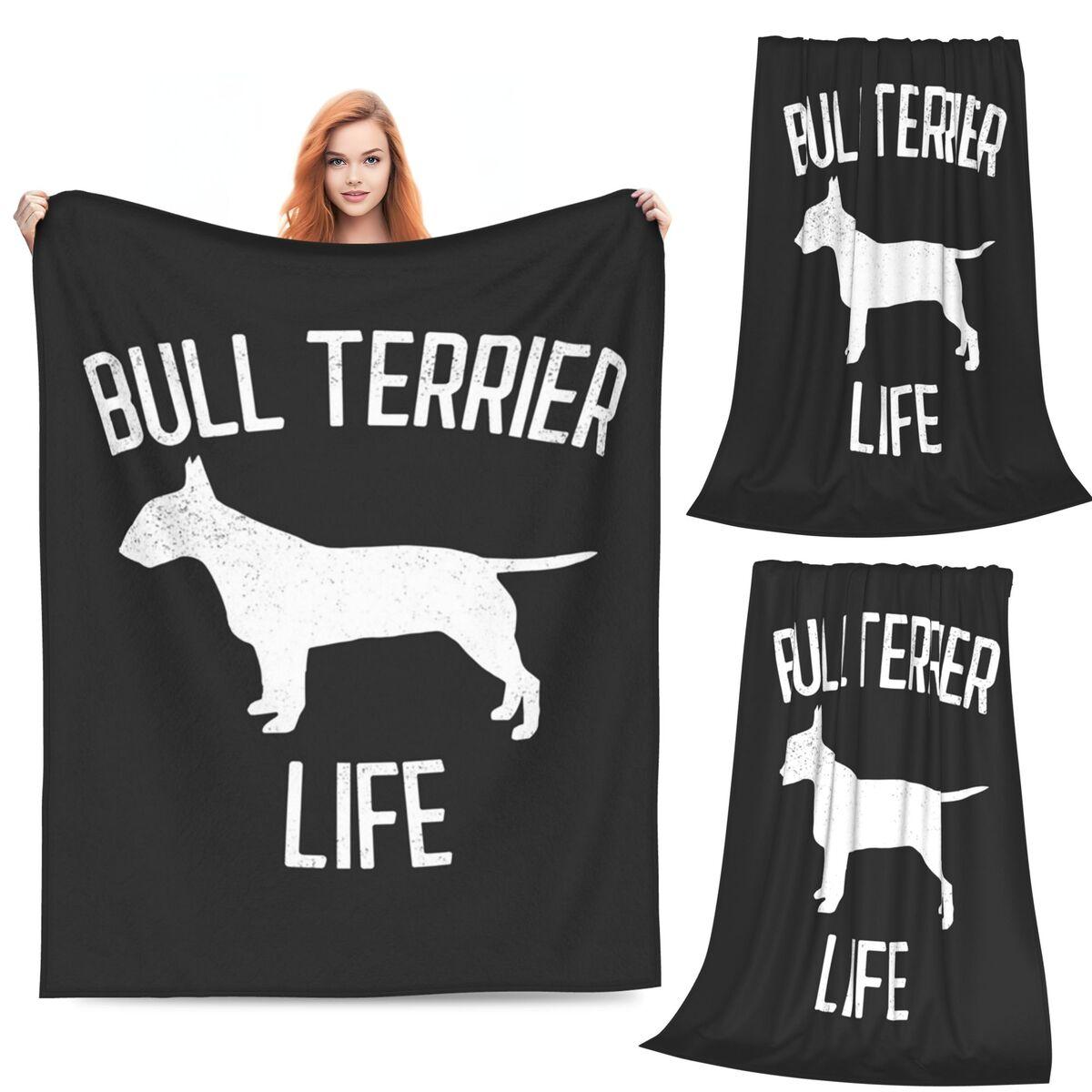 

Bull Terrier Life Dog Blanket Soft Warm Flannel Throw Blanket Bedspread for Bed Living room Picnic Travel Home Sofa 80x120cm
