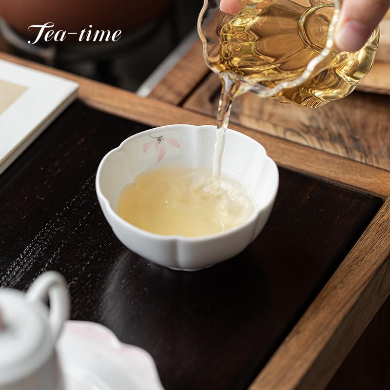 Handbemalte Rosa Orchidee Teetasse Handgefertigt Sechsblättrig Porzellan Teetasse Keramiktassen Teetassen Zubehör Schöne Schüsselhersteller Chinesisch