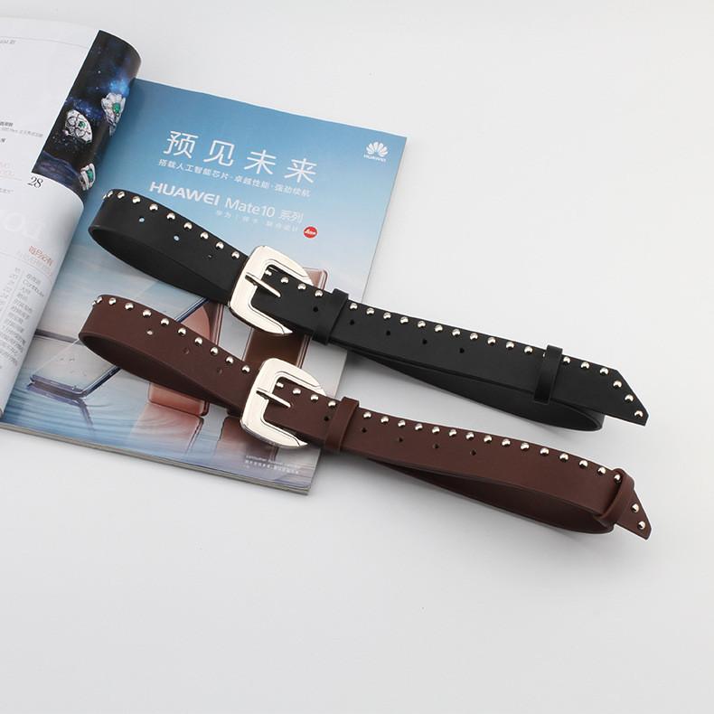 Black Rivet Belt Pin Buckle Adjustable Single Loop Design For Men And Women
