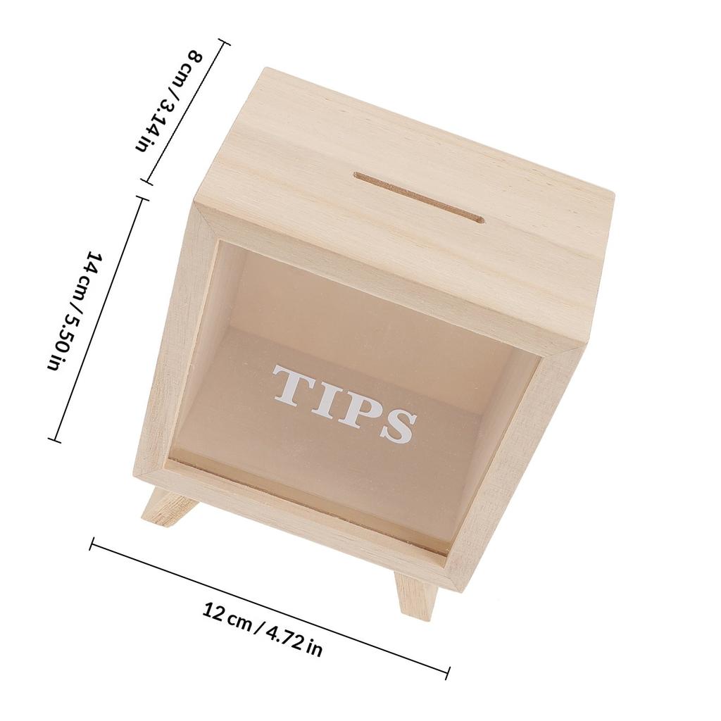 Wooden Piggy Bank Clear Window Unbreakable Money Saving Box Creative Coin Bank Gift for Kids and Adults Money Saving Box