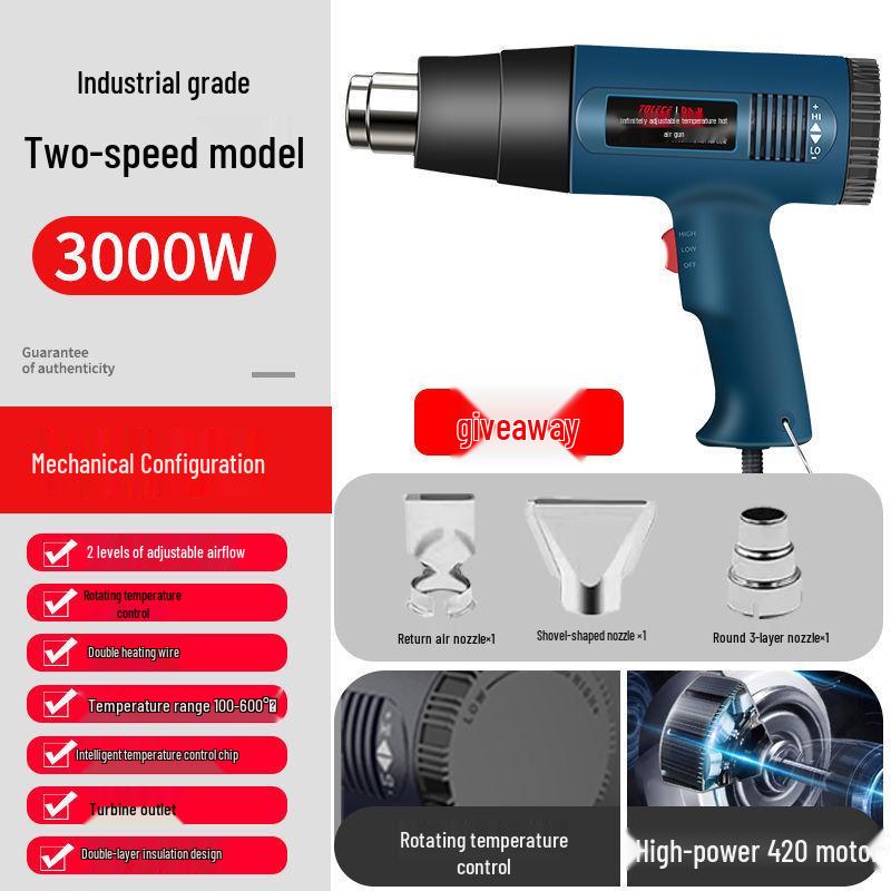 Adjustable Temperature Digital Heat Gun for Car Wrapping and Repairs
