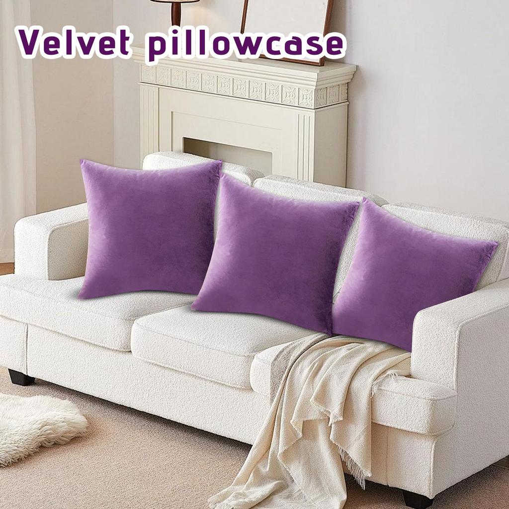 Christmas Accessories: Soft, Silky Velvet Square Decorative Cushion Cover, Sofa Cushion, 18 Inches X 18 Inches, Light Purple.