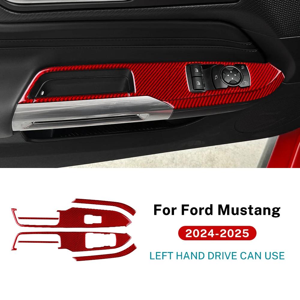 För Ford Mustang Dark Horse EcoBoost GT S650 2024 2025 2026 Äkta Mjuk Kolfiberklistermärke Bil Dörr Fönster Knapp Panel Trim