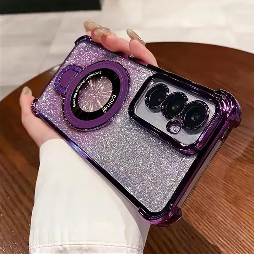 Glitter Shockproof Phone Case For Samsung A53 A52 A32 A13 A23 A33 A73 A12 A22 A02 A03 Core Magnetic Bracket Holder Bumper Cover