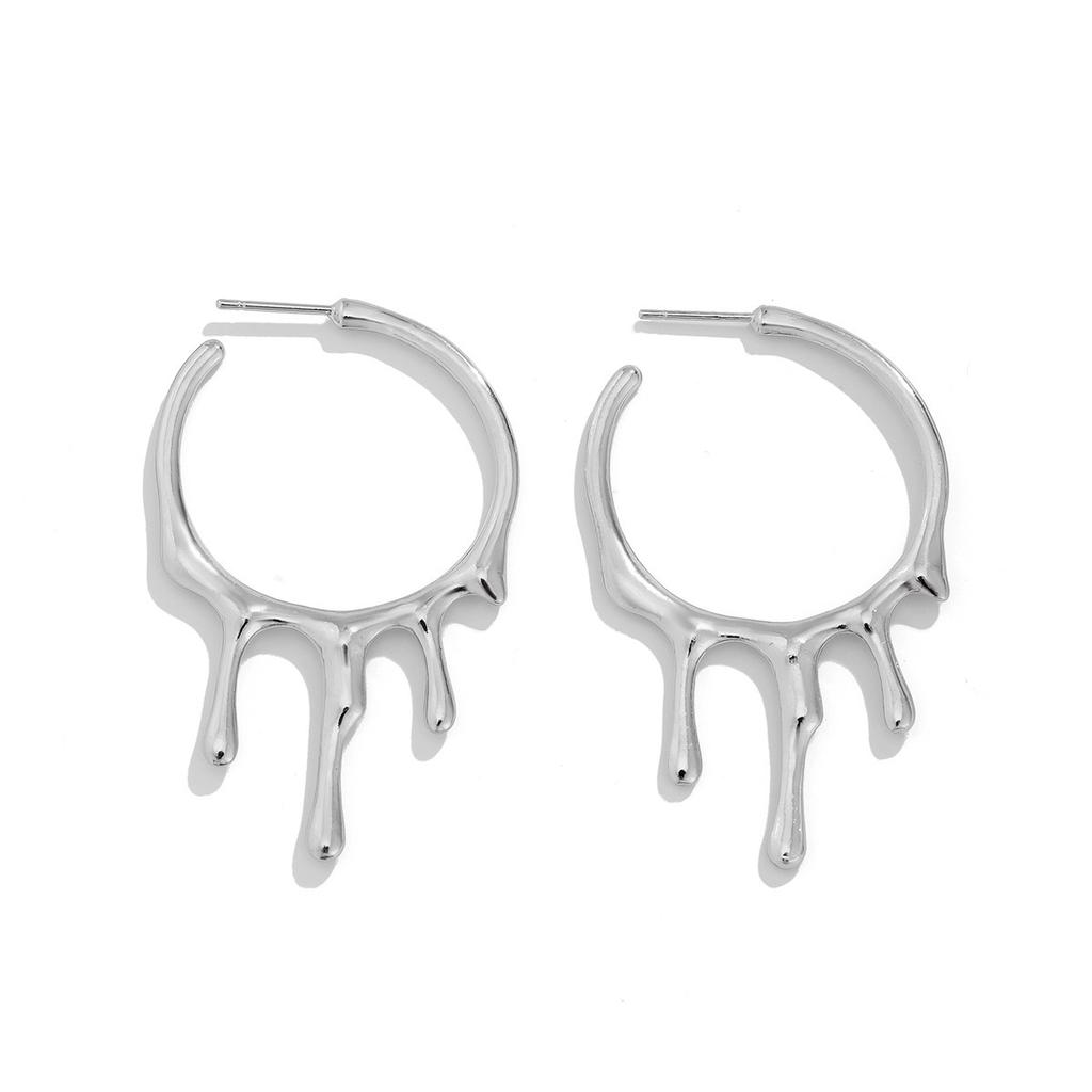 C040ins Lava Water Drop Liquid Metal Choker for Women Simple Round Irregular Choker