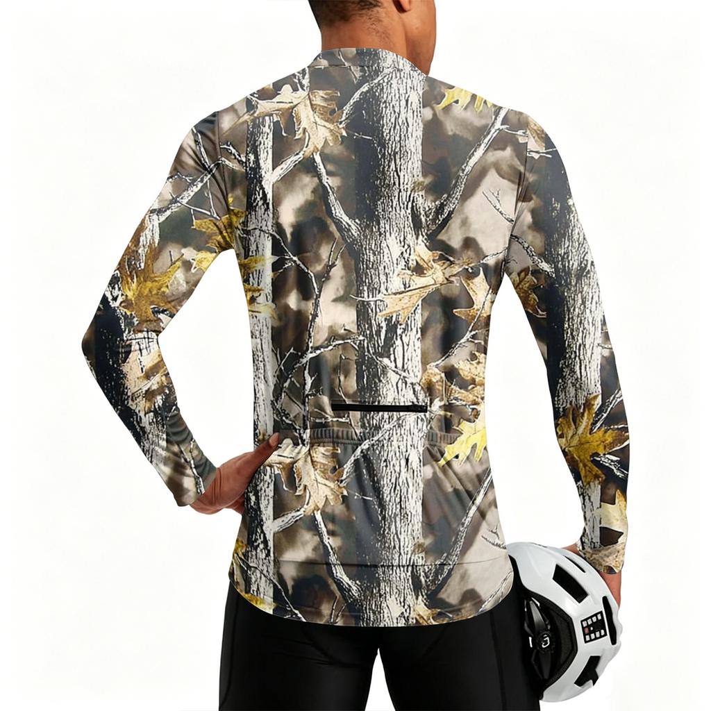 Men's Long Sleeve Cycling Jersey Breathable Quick Dry Zip Front Pullover Lightweight Athletic Top for Outdoor Sports