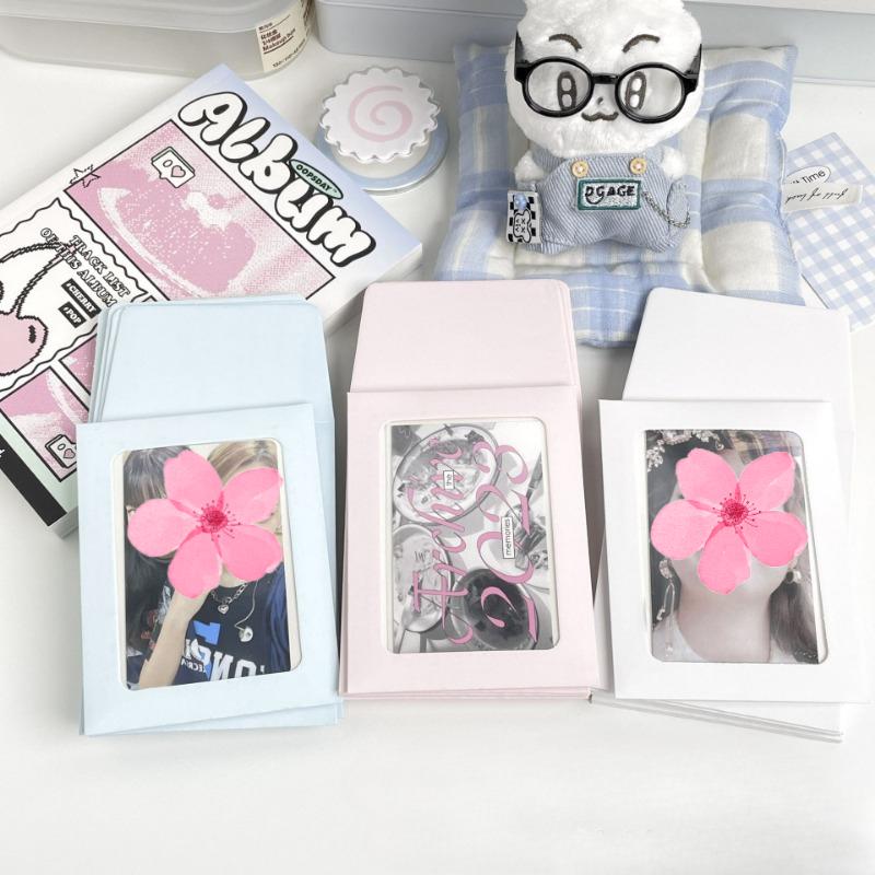 10 tk Ins Candy värviline kaardikott läbipaistva kilega Kpop 3-tolline fotokaardi ümbrik DIY õõnsa akna kaardi pakkimispaberi tasku