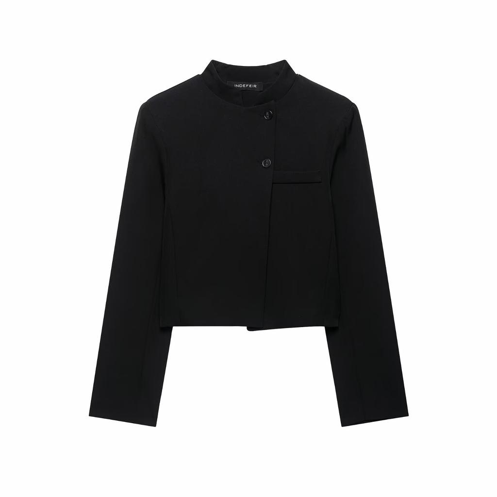 European and American Style, New Women's Clothing, Short Zhongshan Collar Long-sleeved Blazer 0524784125