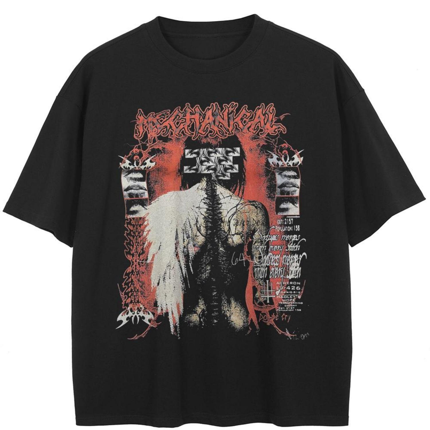 

Футболка Streetwear Science Scene Graphic T-Shirt, хлопковые топы унисекс, футболки, летние футболки с короткими рукавами S чёрный
