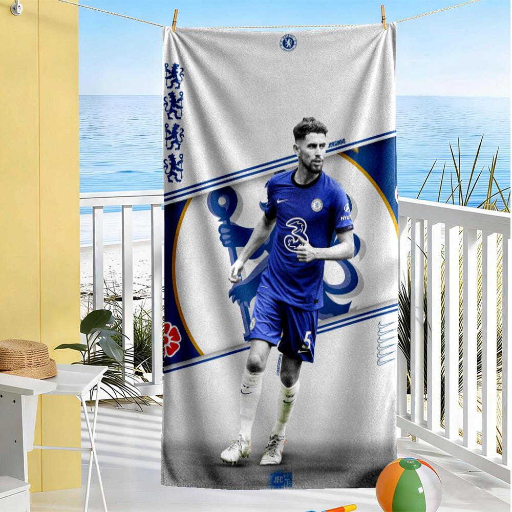 Chelsea FC Fußballspieler Strandtuch Schnelltrocknend Weiche Mikrofaser Bequem Leicht Geeignet für Schwimmen, Fitnessstudio, Camping, Yoga Urlaub