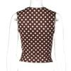 Women Polka Dot Print Sleeveless U Neck Cropped Fitted Casual Tank Top