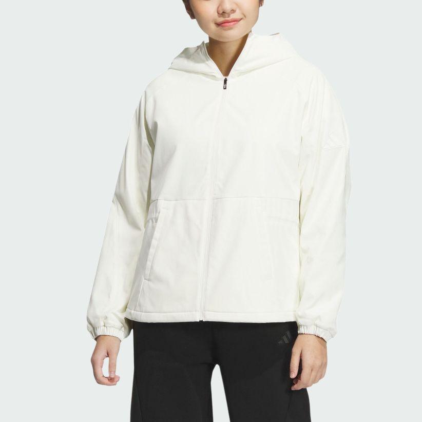 Adidas Fashionable Simple Warm Loose Hooded Jacket Women Jackets Han-Jade-White Black JZ4151