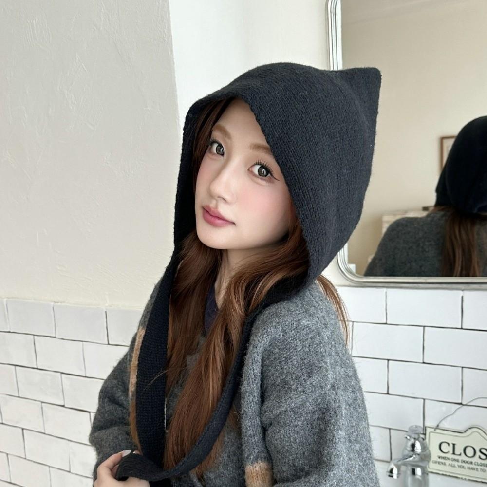 Soft Balaclava Cap Korean Style Knitted Beanies Hats Vintage Scarf Hat  Outdoor