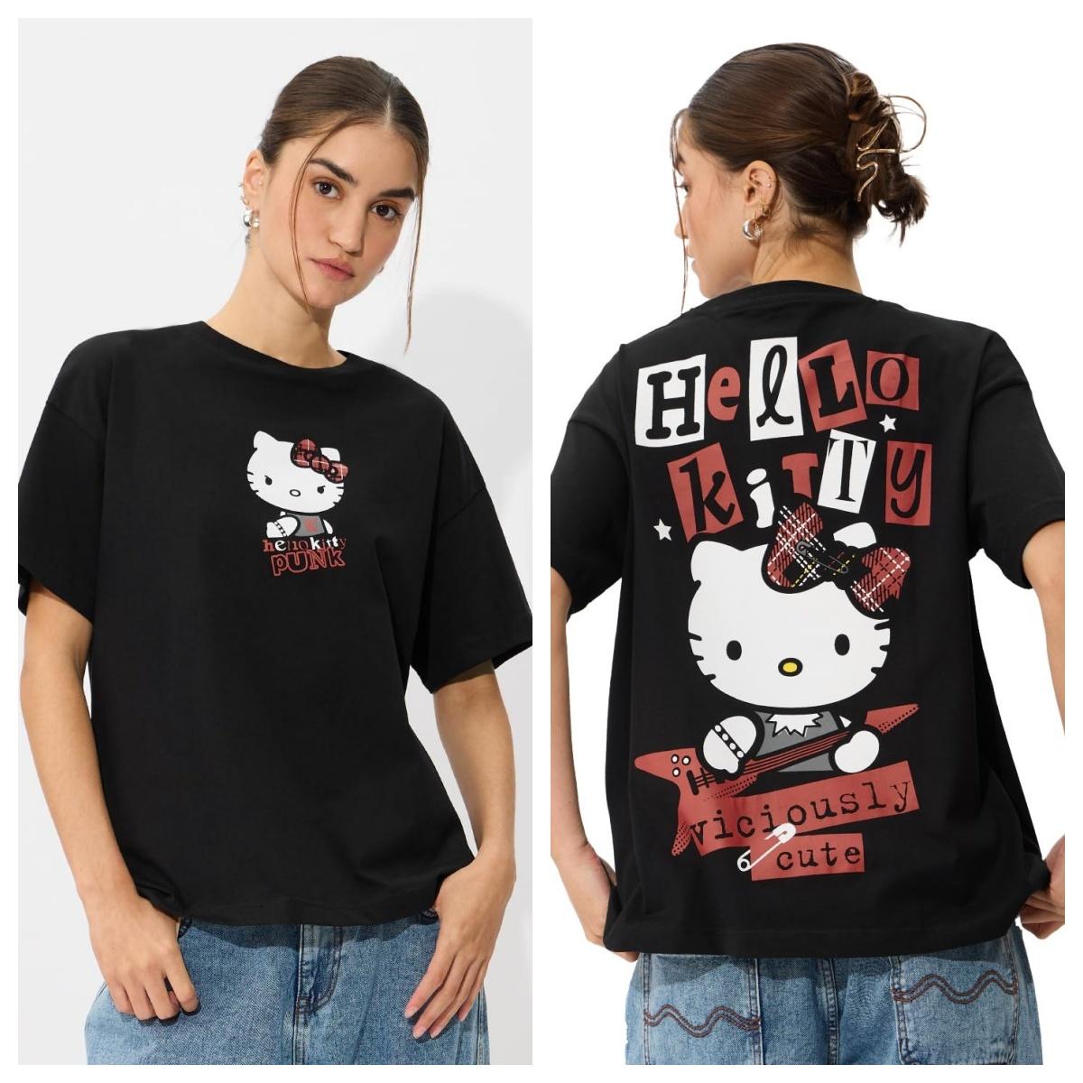 

2026 Viciously Cute Women and Girls Short Sleeves Round Neck Black Graphic Printed Cotton Unisex Couple TShirts S