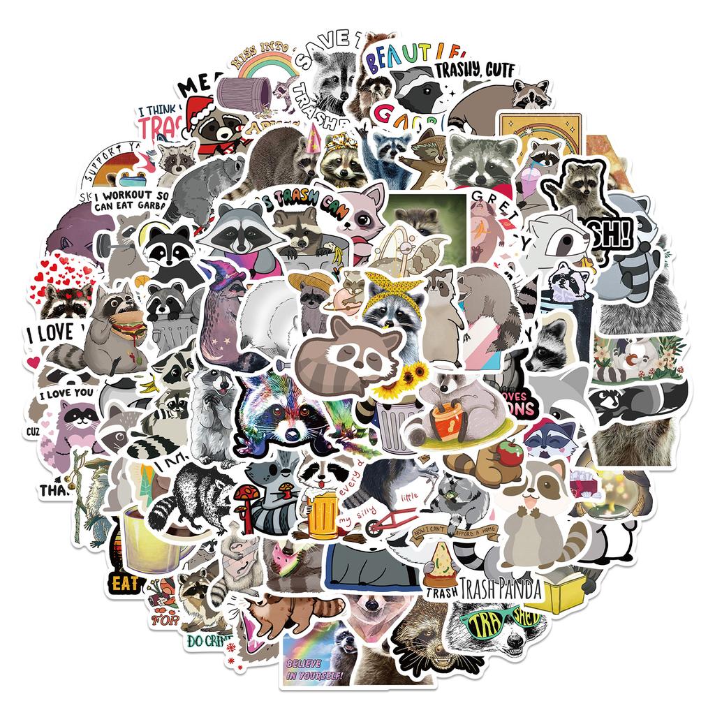 100 Cartoon Animal Raccoon Graffiti Stickers Decorate Ipad Suitcase Notebook Diy Waterproof Stickers