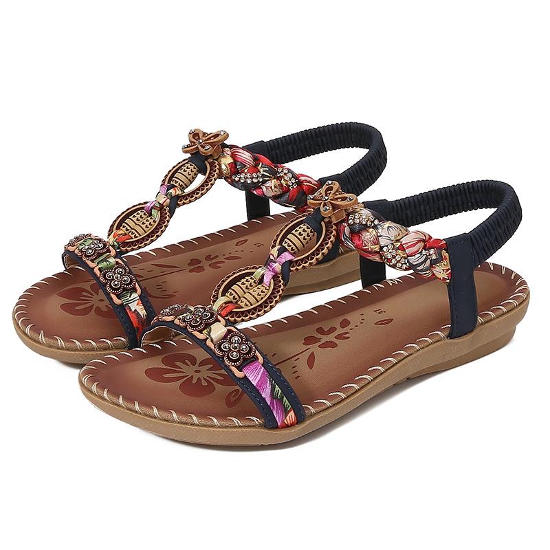 

2025 Европа, Америка и 2025 популярные сандалии женские Европа и Америка стразы простые и легкие повседневные на плоской подошве большого размера с открытым носком женские 43 тёмно-синий