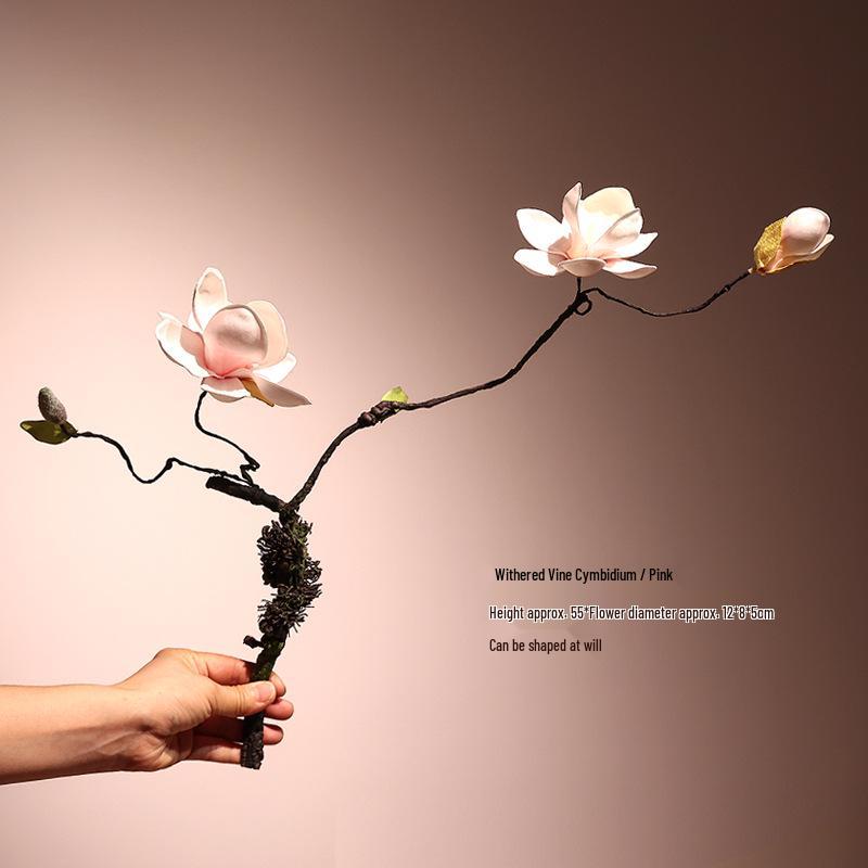 High-End Artificial Silk Magnolia Flower Arrangement - Classical, Elegant Dried Flower Set for Home Decor
