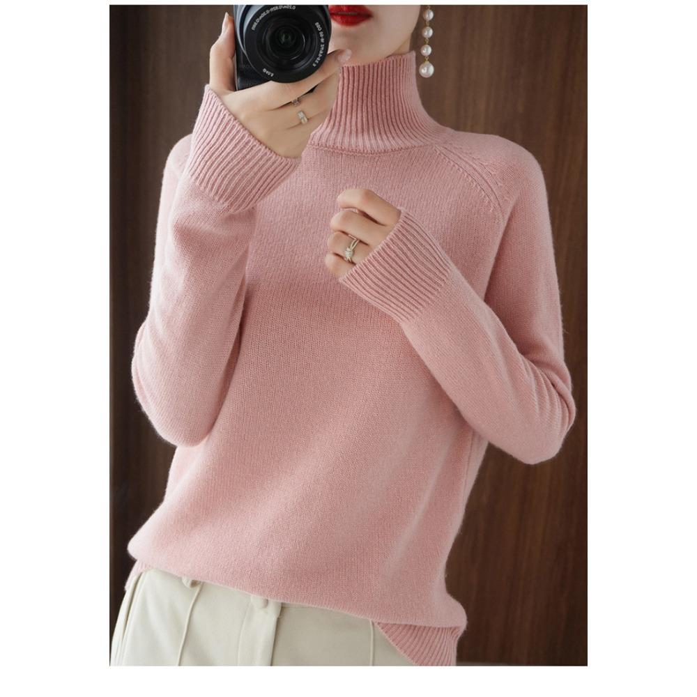 Stand Collar Sweater Women Autumn Winter Thick Korean Style Solid Color Pullover Loose Knit Long Sleeve Base Layer
