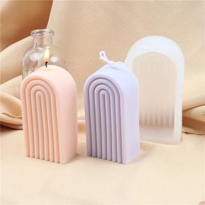 Art Nouveau Geometric Rainbow Arched Candle Silicone Mold DIY Home Gypsum 3D Handmade Scented Candle Soy Wax Mold Making