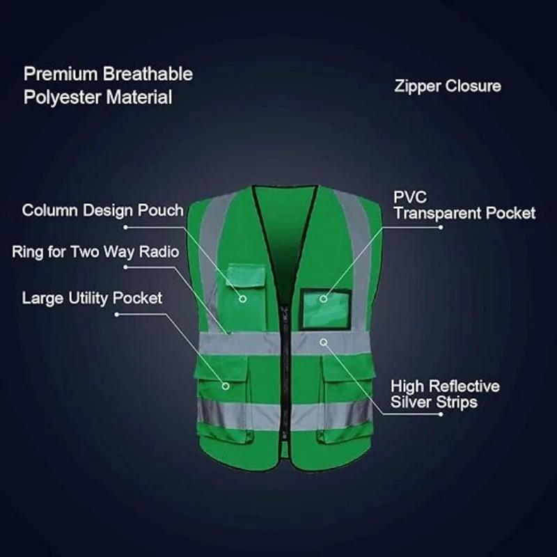 High Visibility Safety Vest Custom Your Logo For Free Protective Workwear With Reflective Strips Outdoor Work Traffic Vests