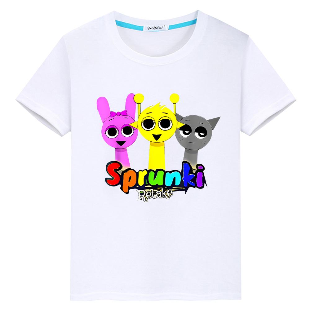 T-Shirt für Kinder Jungen 10 Jahre Print Sprunki 100% Baumwolle Anime Kurze Sprunki Süße Tees Tops Pride T-Shirt Y2K One Piece Mädchen Kleidung