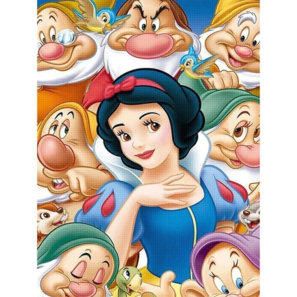 

Disney Diamond Painting Snow White and The Seven Dwarfs 5D Rhinestone Mosaic DIY Cross Stitch Gift Home Decor Round 20x30cm