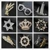 Men's Rhinestone Sailboat Rudder & Eagle Crown Brooch Pin