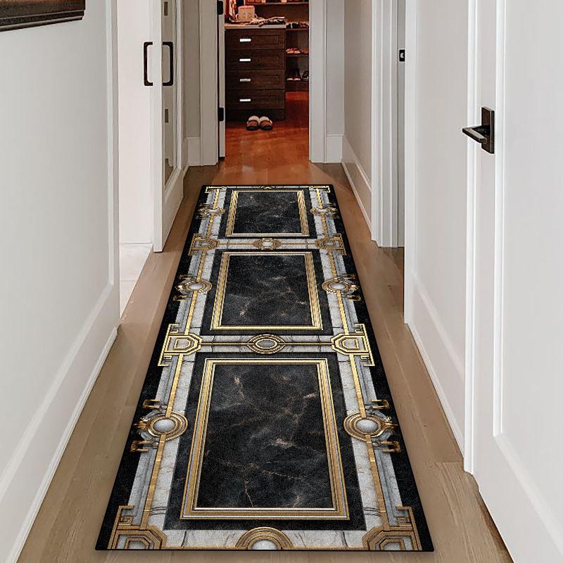 Luxury Modern Carpet Runner Hallway Non-slip Corridor Carpets Golden Aisle Rug Washable Living Room Decoration Long Floor Mats