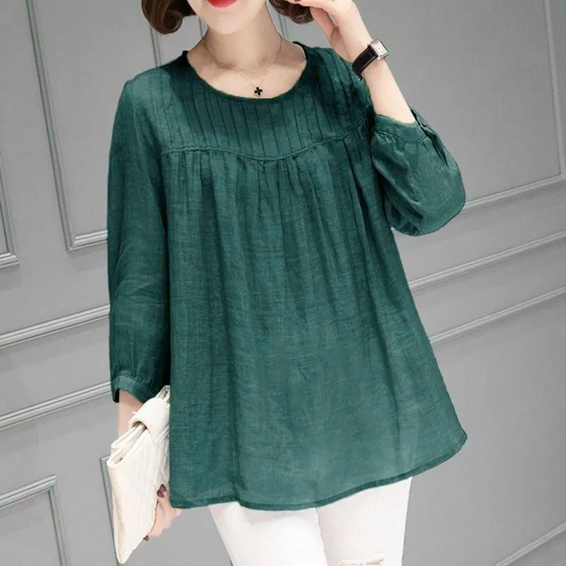 

Женские однотонные хлопковые льняные топы летние свободные рубашки большого размера M