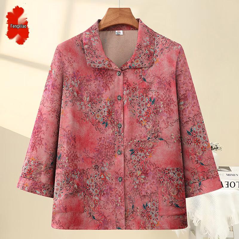 Women's Floral Print 3/4 Sleeve Loose Blouse