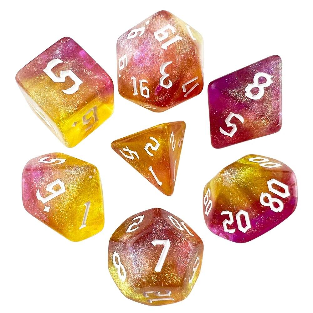 DND Cubes Dice RPG Dice Amazing Colours Mixing Fantasy Starlight Effect Unique Retro Font Styles For Roll Playing Card Games