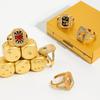 18K Gold Plated Heart Geometric Open Ring Moon Square Tower Ring Stainless Steel Ring  Friend