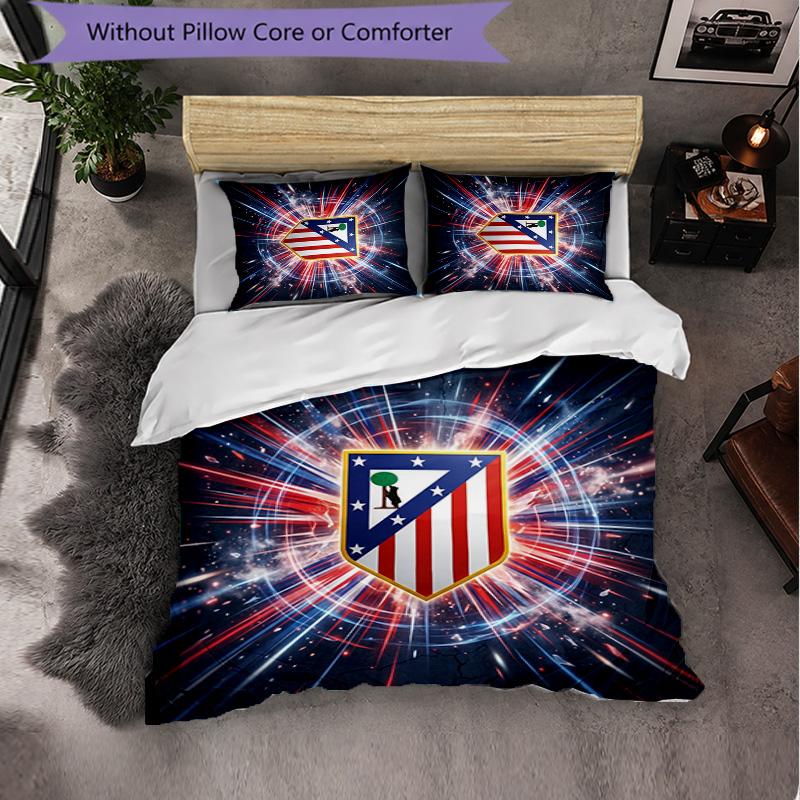 Set Lenzuola Atletico Madrid Modello 3 Pezzi Morbida Copripiumino in Microfibra con Federe per Camera da Letto