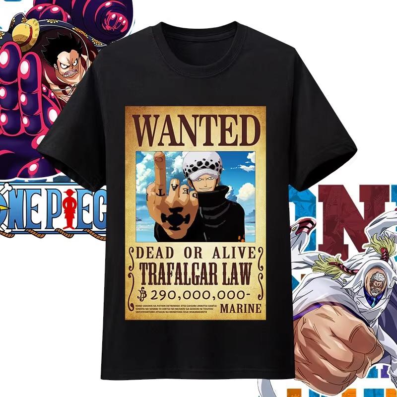 One Piece Anime Character Printing Oversized Cotton Tshirt Men and Women Comfortable Y2K Childrens Clothing Summer Trend Tees