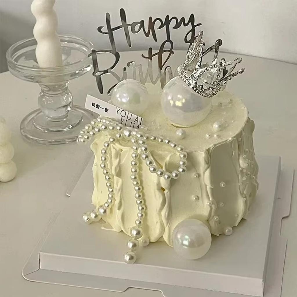 Valentine's Day Cake Toppers with Pearl Decor Cake Decorations
