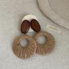 Bohemian Retro Straw Woven Wooden Stud Earrings Collection: Vacation Style Fashion Trend Jewelry