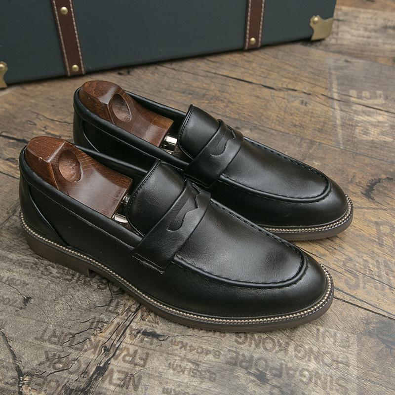 Men's Loafers Business Dress Leather Shoes Men's Brand Brown Oxford Shoes High Quality Soft Flat Casual Shoes mocassin homme