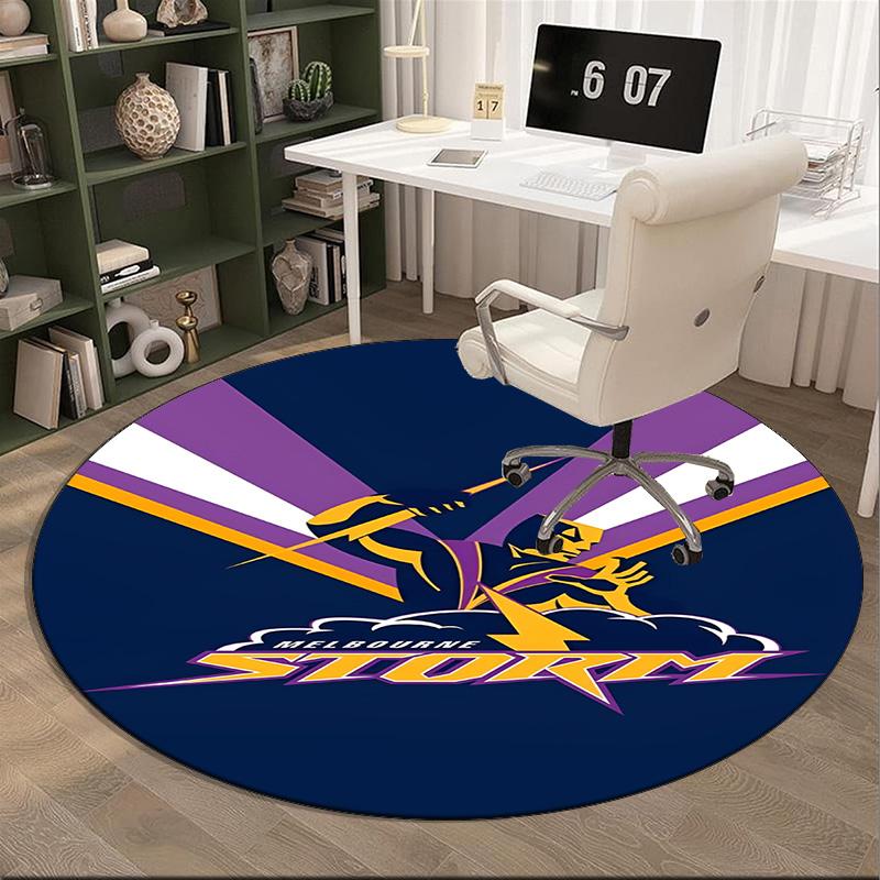 Melbourne Storm Team Round Rug for Livingroom,Bedroom, Palyroom, Chair Rug, Area Rug, Circle Carpet, Fan Christmas Gift