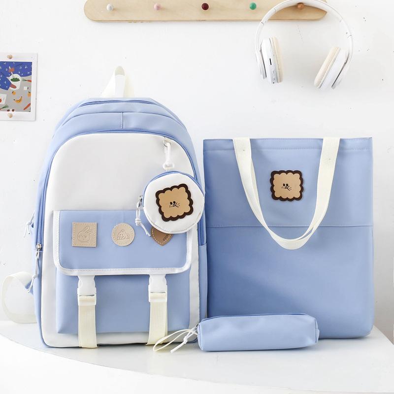 

Вместительный студенческий школьный рюкзак для девочек модный и универсальный, повседневный рюкзак высокой ценности легкий и милый, и рюкзак модный. синий