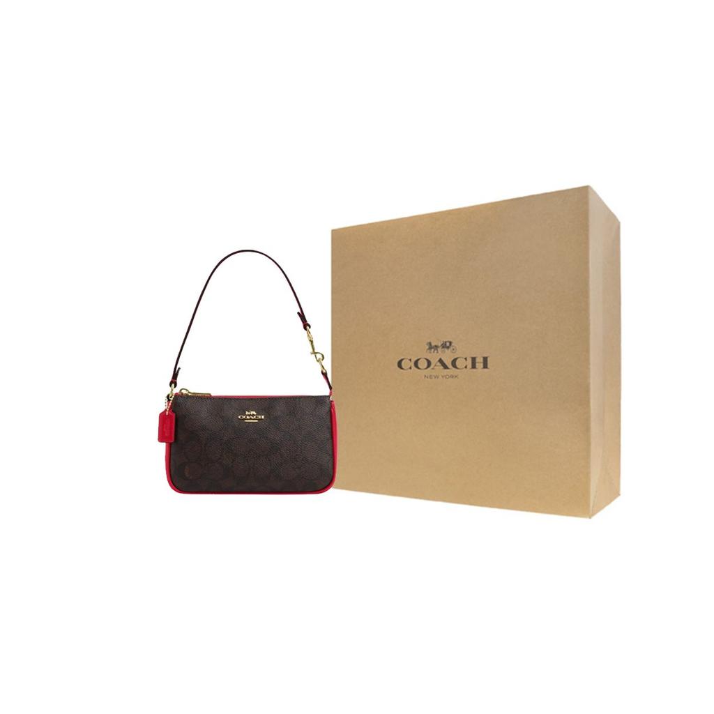 Coach Borsa a Spalla Tote Nolita 19 con Stampa Monogramma Chiusura a Zip Pelle PVC Piccola da Donna Marrone Scuro Rosso CY039-IMXD0