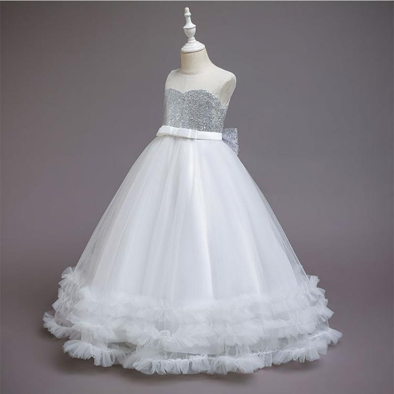 Baby Girls Flower Princess Lace Ball Gown Party Long Dress For Brithday Wedding Teenager Kids Christmas Dresses Children Clothes