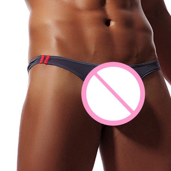 Breathable Seamless Ice Silk Men Briefs U Convex Low Waist Thong for Inside Wear