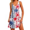 Women's Casual Print Sundress With Pockets Summer Boho Beach Dress T-Shirts Dress V Neck Loose Tank Dresses