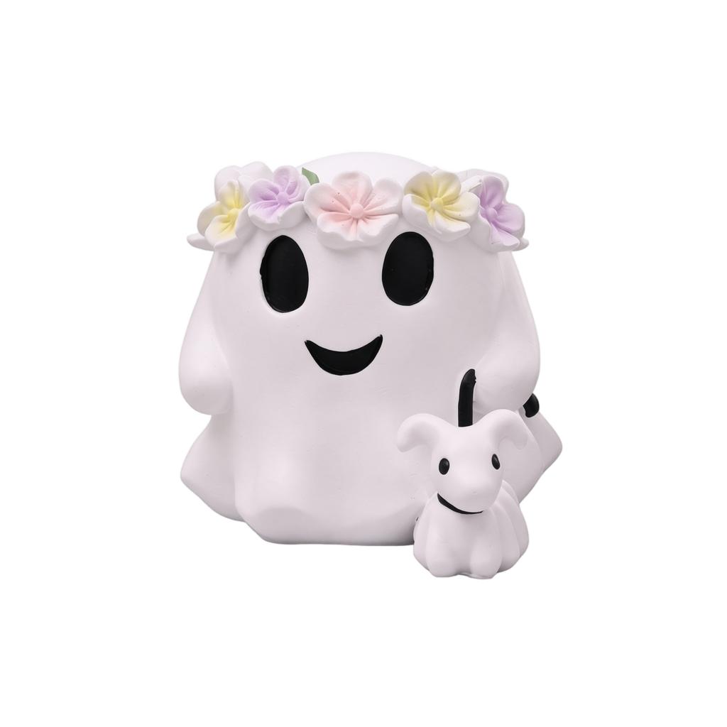 Resin Halloween Ghost Figurine Desktop Ornament Cartoon Craft Decoration Pot for Home Office Tabletop Display