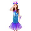 Mermaid Dress, Kids' Princess Dress, Deluxe Princess Dress 8-Piece Set (Necklace, Bracelet, Earrings, Magic Wand, Ring, Hairband, and Skirt)