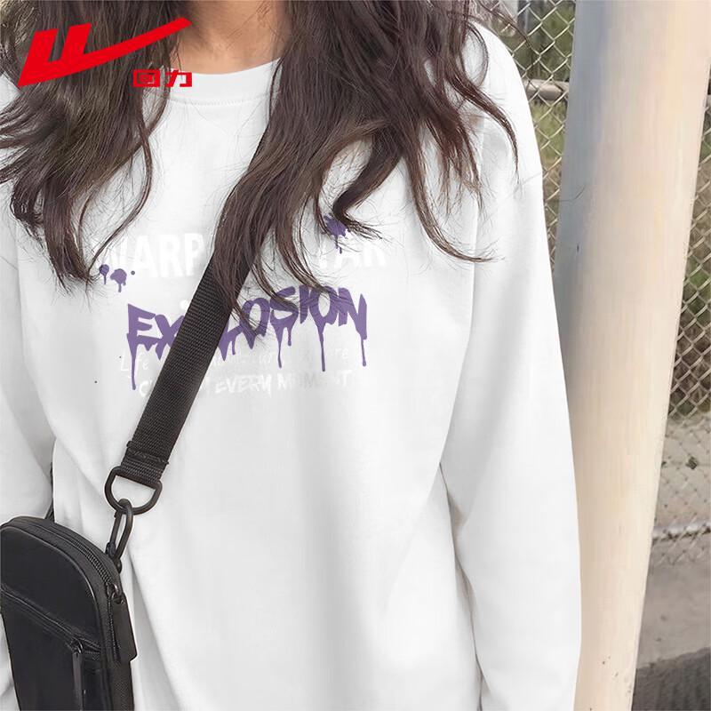 Warrior Women's Loose Fit Cotton Long Sleeve T-Shirt with Wave Graffiti Print