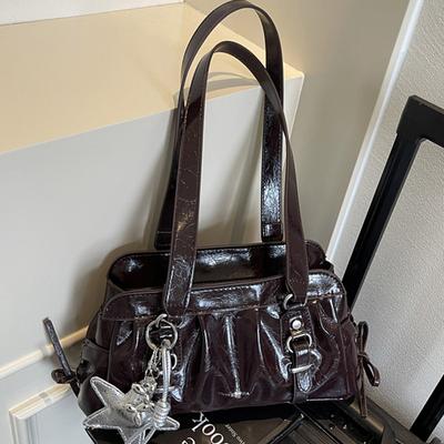 Retro Trend Underarm Large Bag, High-end Pleated Single-shoulder Bag, Large Capacity Boston Bag