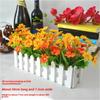 Artificial Flower Set: Wooden Fence & Small Potted Plants for Home Decoration