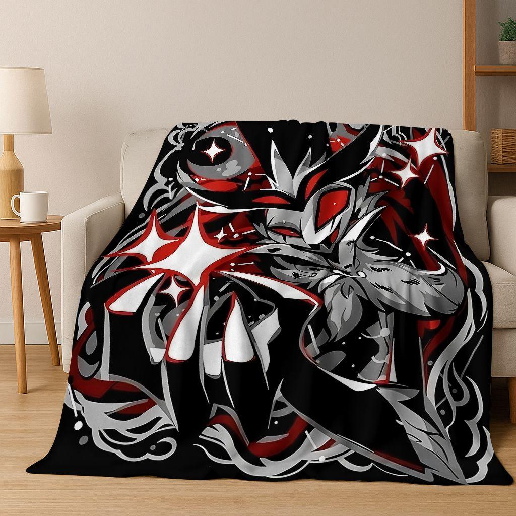 3D H-Helluva Boss Blitzo H-Hazbin Hotel Cartoon Flannel Blanket,Cozy Soft Throw Blanket for Home Bedroom Bed Sofa Cover Gift Kid